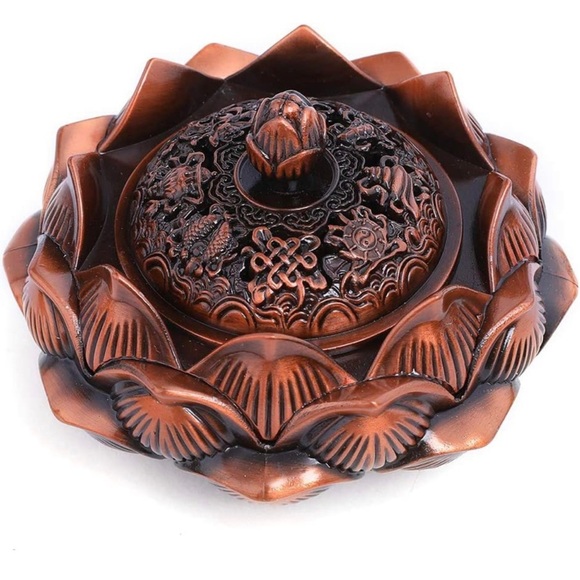 Cast Lotus Tibetan Incense/Candle Holder - Picture 3 of 14